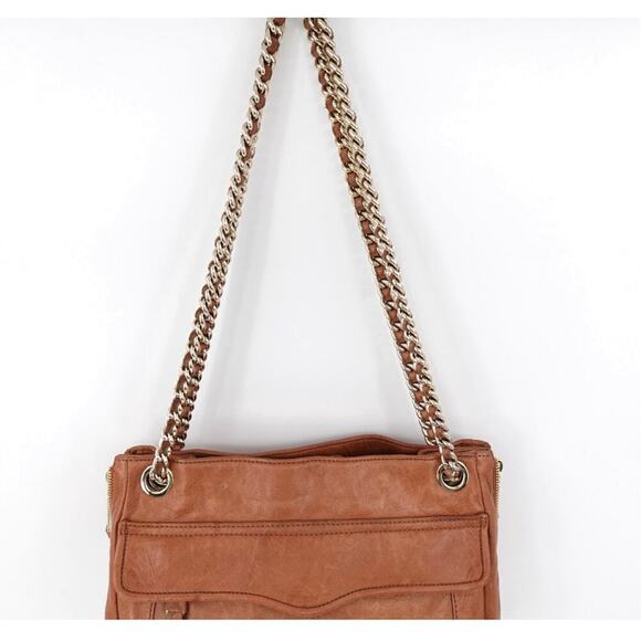 Rebecca Minkoff Swing Shoulder Bag Brown Leather Chain Strap Convertible Tassels - Picture 3 of 16